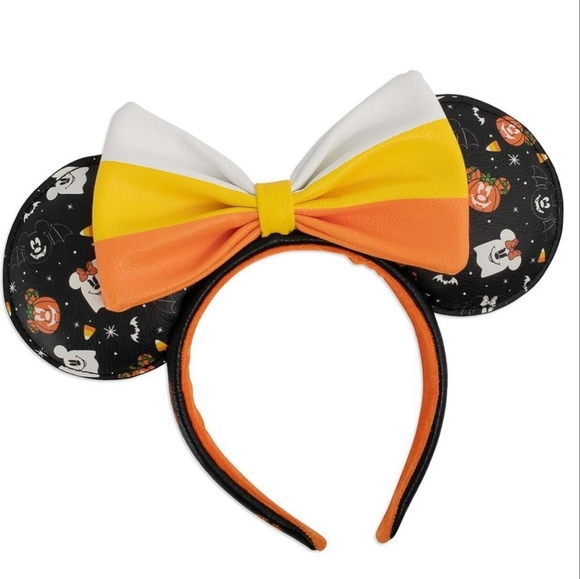 LOUNGEFLY Spooky Minnie Candy Corn Mini Backpack with Ears Headband - Picture 4 of 7